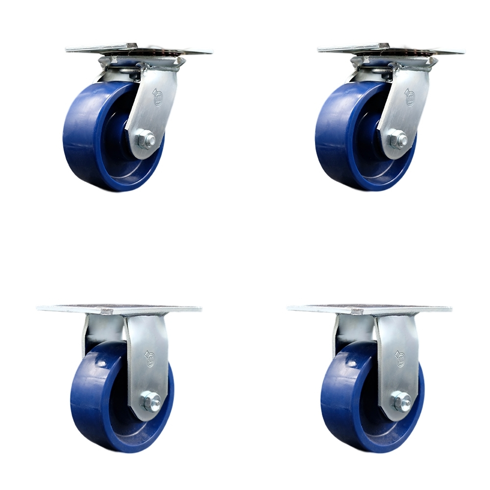 Service Caster, 5in. x 2in. Plate Casters, Wheel Diameter 5 in, Caster Type Swivel, Package (qty.) 4, Model# SCC-35S520-SPUR-2-R-2